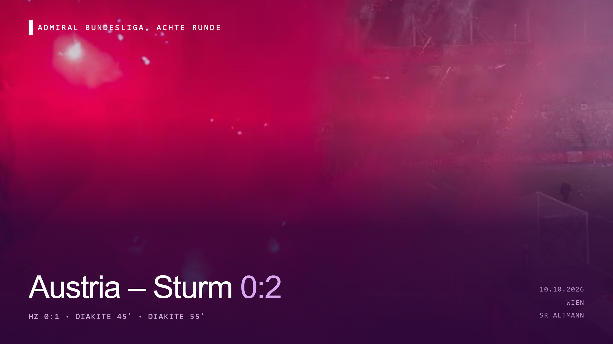 08. Runde: Austria – Sturm 0:2 (0:1), Saison 26/27